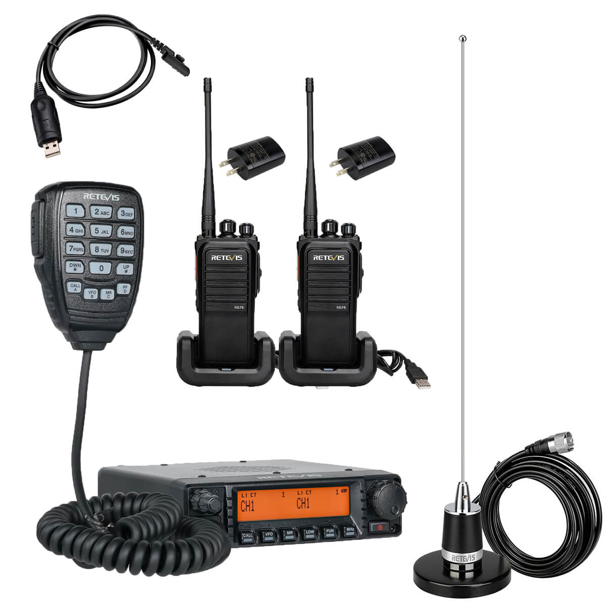 RB75 IP67 Waterproof Large Battery GMRS Farm Two Way Radio