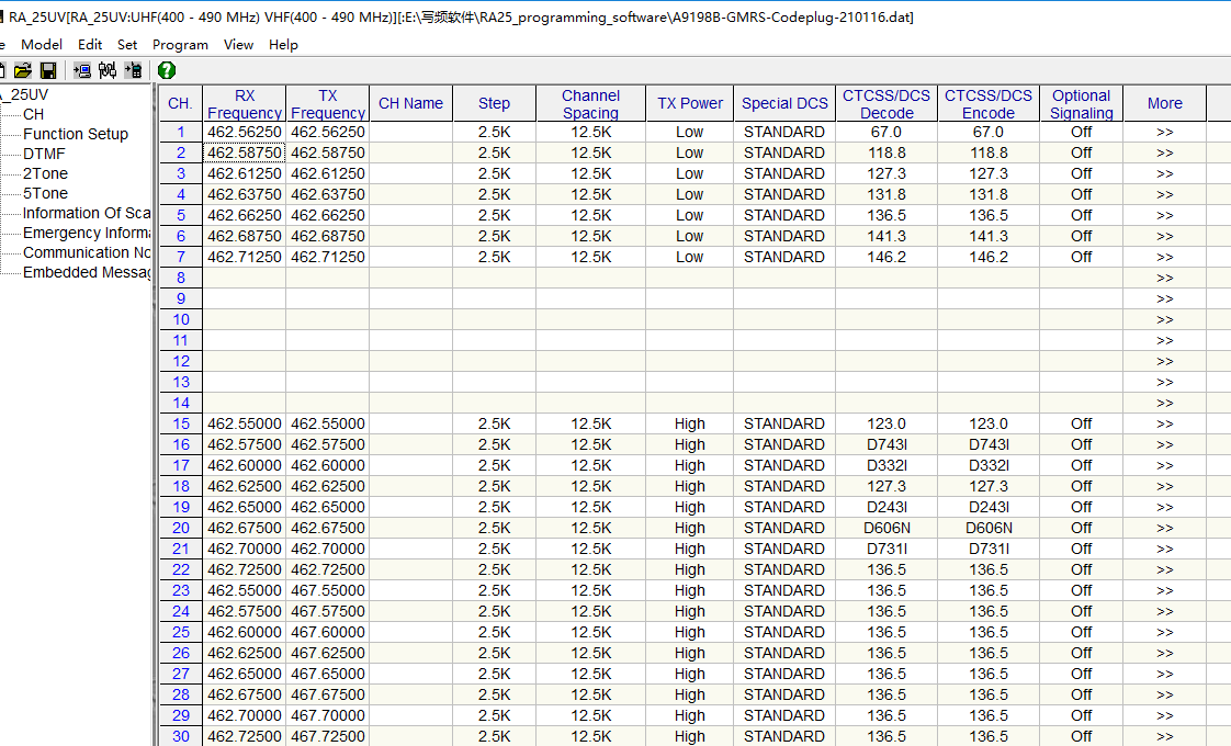 Retevis RA25 gmrs mobile radio program software